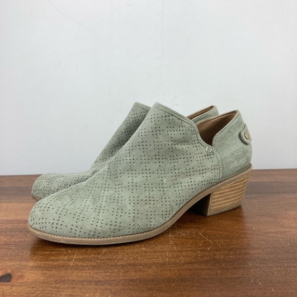 Dr. Scholls Booties Heels Gray Faux Suede Fabric Zipper Women’s Size 7.5M. - Picture 1 of 11